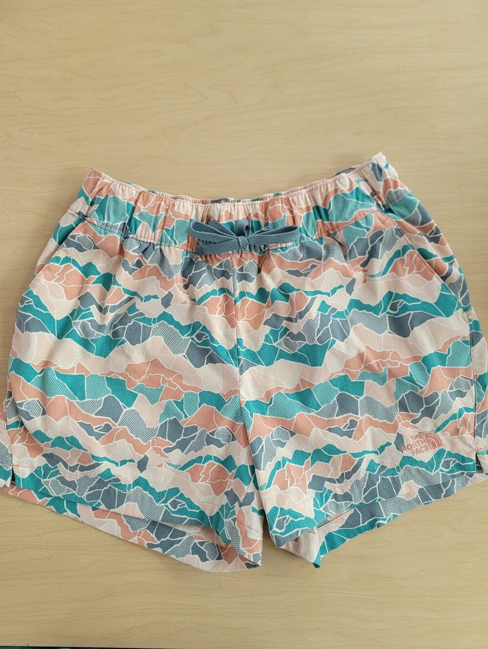 The North Face Women's Teal, Coral & Gray Printed Athletic Shorts Size Small